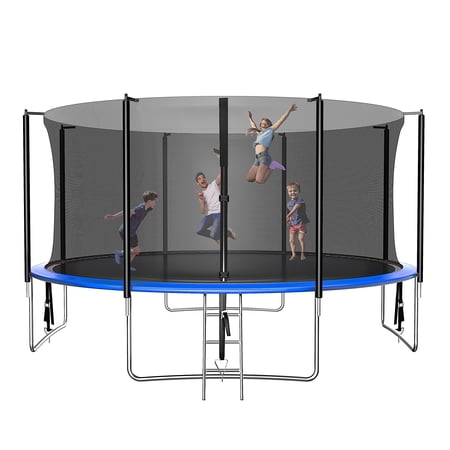 Famispick 14FT Trampoline for Kids Adults with Safety Enclosure Net and Ladder, Outdoor Heavy Duty Round Trampoline