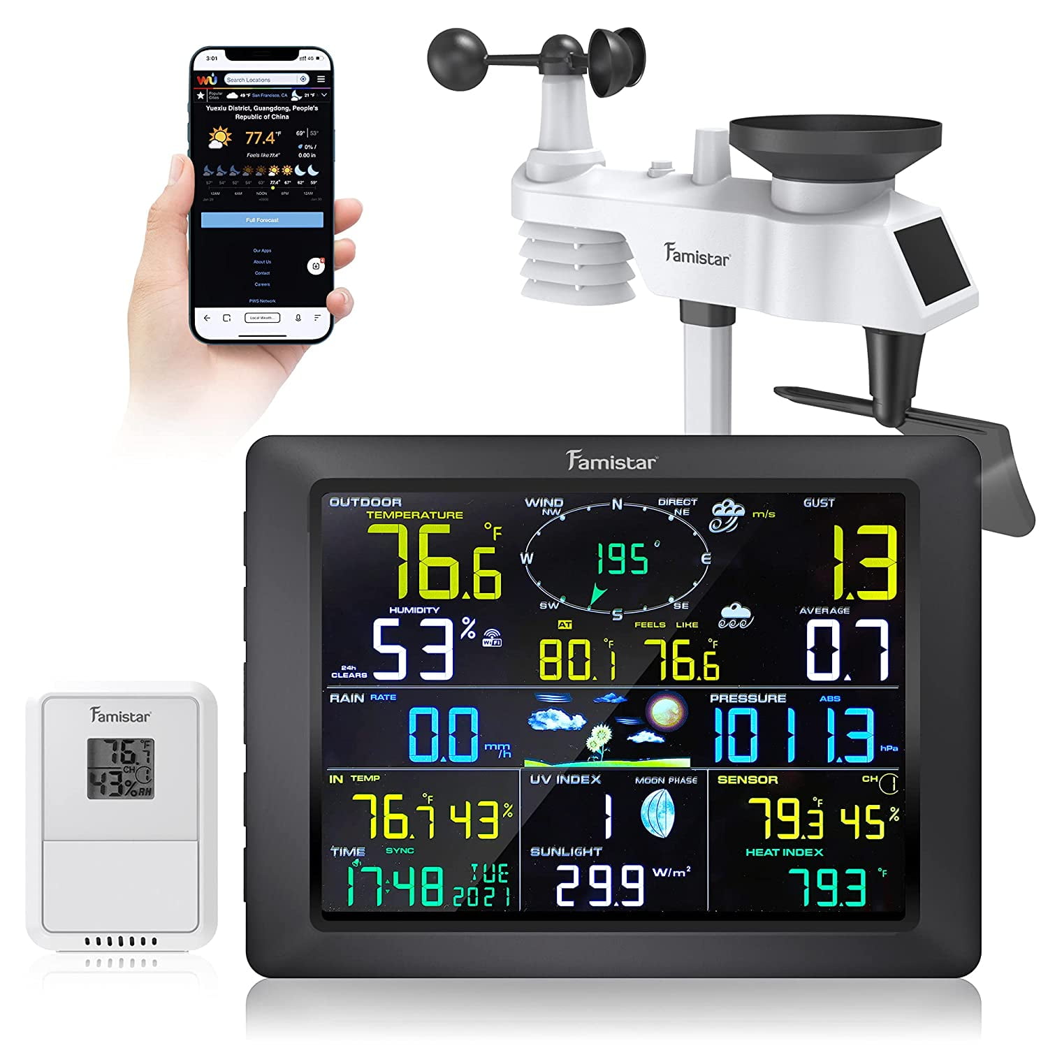 Sainlogic Wireless Weather Station with Outdoor Sensor, 8-in-1 Weather  Station with Weather Forecast, Temperature