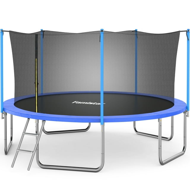 Famistar 15FT Trampoline, Recreational Trampoline with Safety Enclosure Net Metal Ladder Outdoor Trampoline for Kids Adults