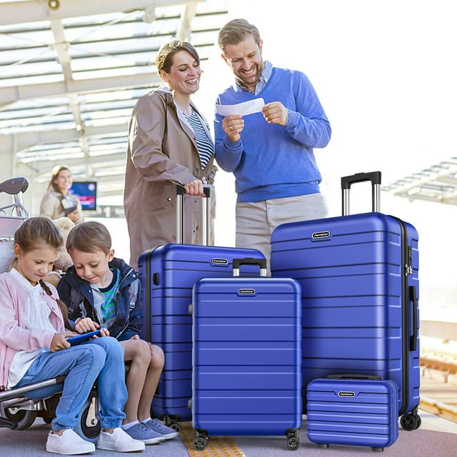 Famistar 4 Piece Luggage Sets ABS Hard Shell Hardside with TSA Lock