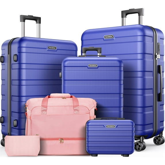 Famistar 5 Piece Hardside Luggage Suitcase Set with 360° Double Spinner Wheels Integrated TSA Lock ABS Hardshell Luggage for Travel Trips Business