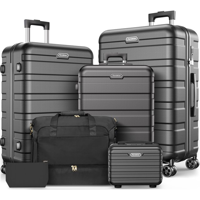 Famistar 5 Piece Hardside Luggage Suitcase Set with 360° Double Spinner