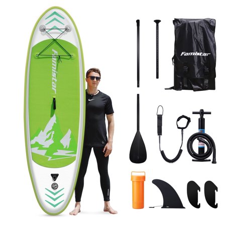 Famistar 8.7 ft Inflatable Stand Up Paddle Board for Youth & Adult, with Adjustable Paddle| Carry Bag| Removable Fin| Hand Pump| Leash and Repair Kit| User's Manual