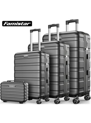 Famistar Hardside Luggage Suitcase 4 Piece Set with 360° Double Spinner  Wheels Integrated TSA Lock, 14” Travel Case, 20 Carry-On Luggage, 24  Checked Luggage and 28 Checked Luggage, Black 