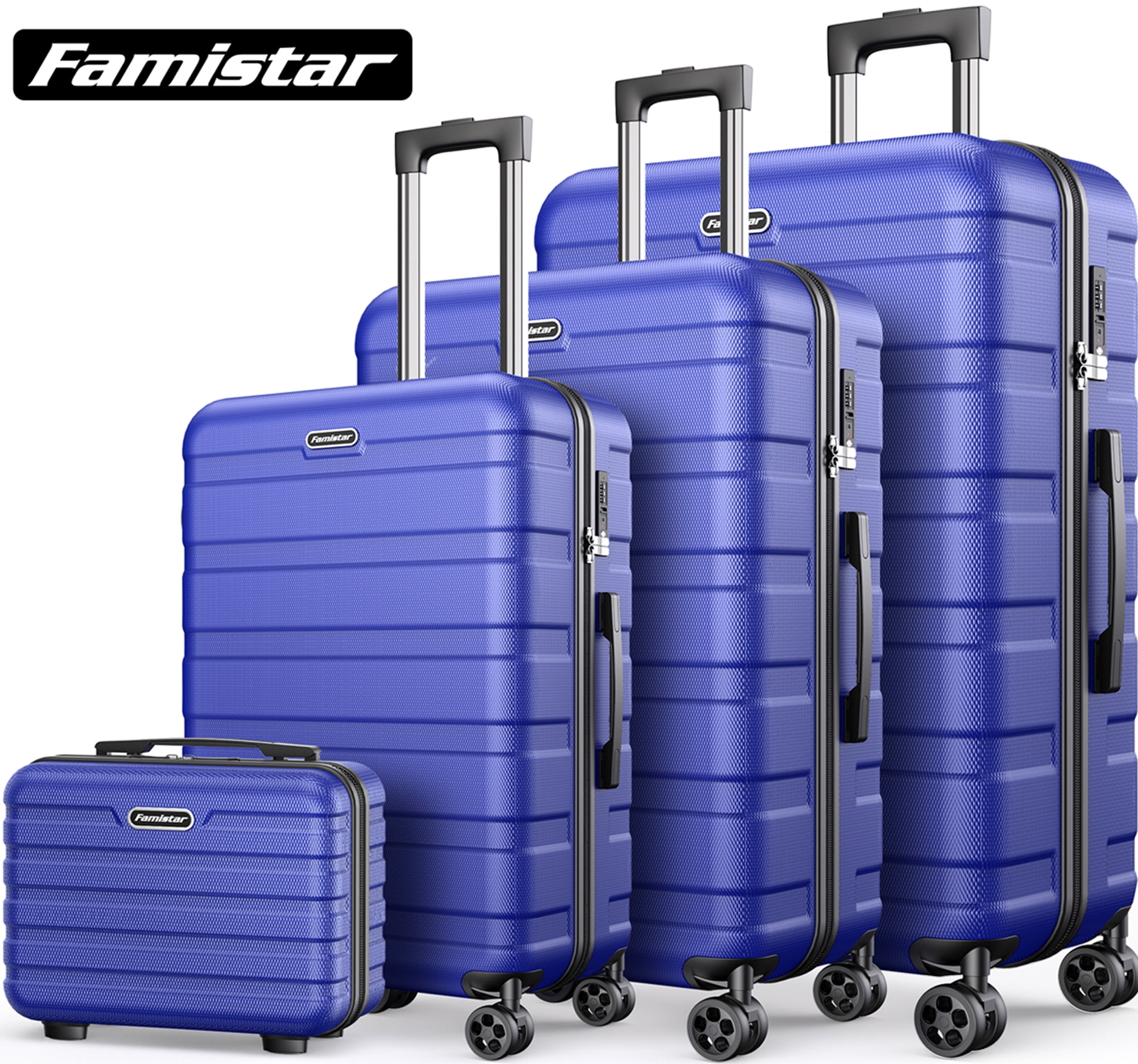 Famistar Carry on Luggage Suitcase Set 4 Piece ABS Hardshell Luggage with Embedded TSA Lock 360 Double Spinner Wheels 14 Travel Case 20