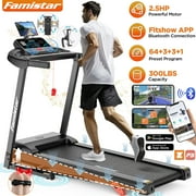 Famistar 2.5HP Folding Treadmill for Home w/ APP Control, 300lbs Capacity, Adjustable Incline, 64+3+3+1 Programs, Bluetooth Speakers, Electric Treadmill Running Machine, Knee Strap Gift, 09/20 Update