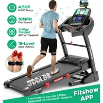 Famistar Folding Treadmill for Home with 15 Levels Auto Incline, 300LB Capacity, 10MPH Fast Speed Controls, Portable Treadmill Running Walking Machine, 4.5HP, Knee Strap Gift