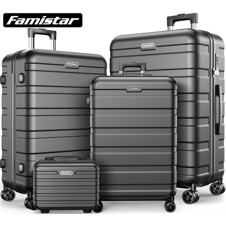 Famistar Hardside Luggage Suitcase 4 Piece Set with 360° Double Spinner  Wheels Integrated TSA Lock, 14” Travel Case, 20 Carry-On Luggage, 24  Checked