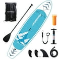 thumbnail image 1 of Famistar Inflatable SUP Paddle Board, 144"Lx32"Wx6"THK, w/ 3 Removable Fins, Adjustable Paddle, Pump with PSI Gauge, Carrying Backpack & Repair Kit, 1 of 13