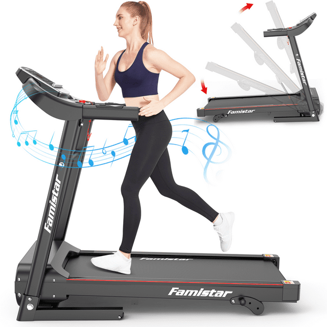 Famistar JK1607 Folding Electric Treadmill for Home Jogging Running with 2.5HP 3 Manual Incline | MP3 Player | Safety Key | LCD Display | Cup Holder - Portable Space Saving - Free Gift 2 Knee Straps