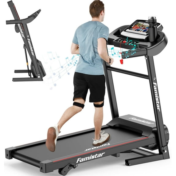 JK1607 Folding Treadmill for Home with 3.0HP 8MPH Speed, 250lbs, HiFi Bluetooth Speakers, 15 Programs 3 Modes, Foldable Compact Treadmill Walking Running Machine