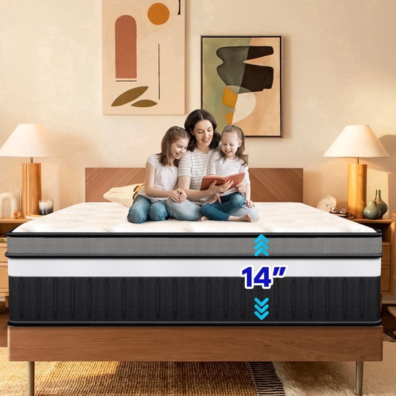 Queen Size Memory Foam Mattress, 14" Innerspring Hybrid Mattress, Multiple Size