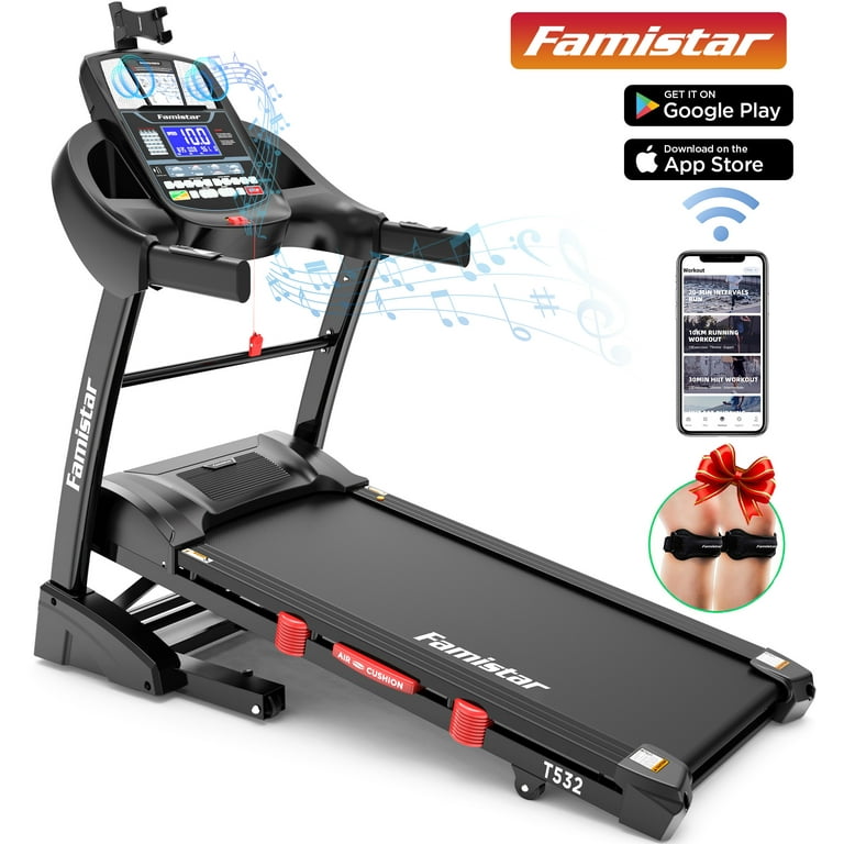 Famistar Smart Folding Treadmill Portable Foldable w APP control 300lbs Capacity 15 Levels Auto Incline Electric Treadmill for Home Office