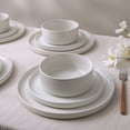 thumbnail image 1 of Famiware 12-Piece Stoneware Dinnerware Set with Plates & Bowls for 4, White, 1 of 11