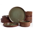 thumbnail image 1 of Famiware 12-Piece Stoneware Dinnerware Set, Microwave & Dishwasher Safe - Service for 4, Moss & Cocoa, 1 of 8