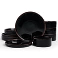 thumbnail image 1 of Famiware 12 Pieces Porcelain Dinnerware Set, Glossy Black, 1 of 6