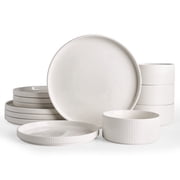 Famiware 12 Pieces Porcelain Dinnerware Set, White