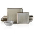 Famiware 12Pieces Stoneware Dinnerware Set, Gray