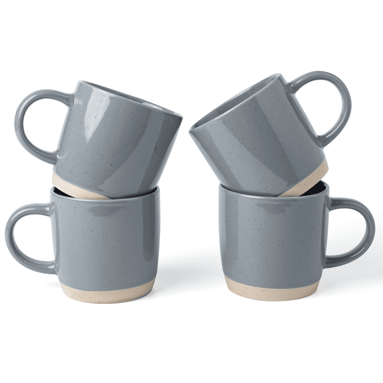Famiware 14oz Stoneware Coffee Mug, Service for 4, Dark Gray
