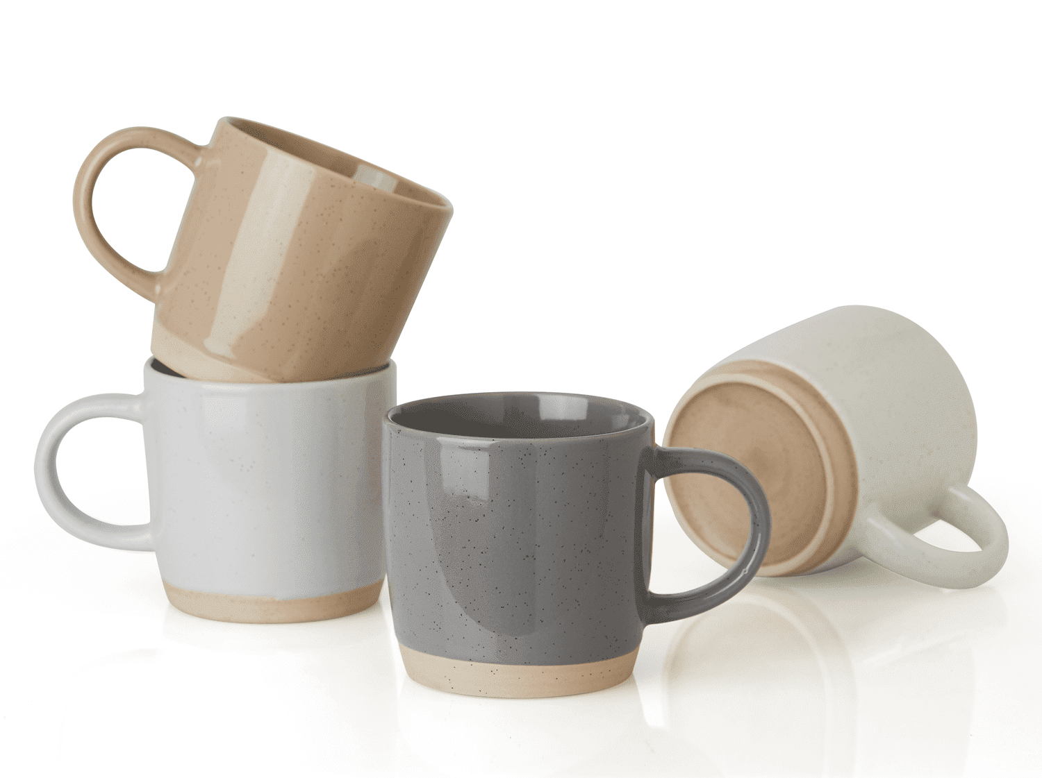 Famiware 14oz Stoneware Coffee Mug, Service for 4, Multicolor