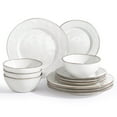 thumbnail image 1 of Famiware Aurora 12 Piece Dinnerware Set, Stoneware Plates and Bowls Set, Service for 4, Pearl White, 1 of 7