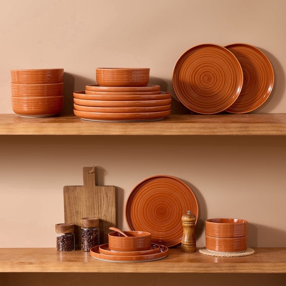 Famiware Constellation 12-Piece Stoneware Dinnerware Set, Terracotta