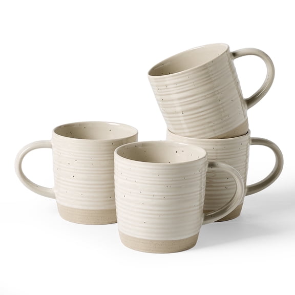 Famiware Constellation 4-Piece Stoneware 13 oz Coffee Mug Set, Beige
