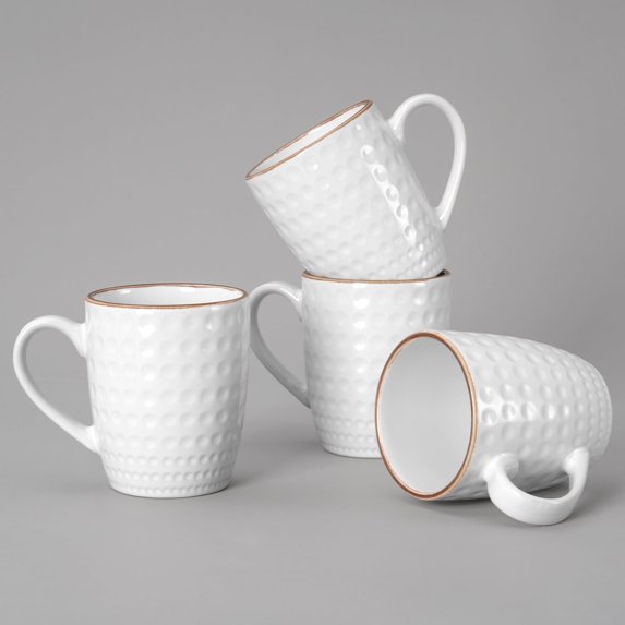 Famiware Eden 4-Piece 14oz Coffee Mugs Set, White Dots