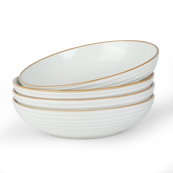 Famiware Jupiter 4-Piece Stoneware 30 oz Pasta Bowls Sets, White