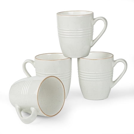 Famiware Jupiter 4-Piece Stoneware Coffee Mug Sets, Dishwasher Safe and Microwave Safe, White