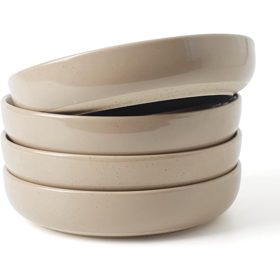 Famiware Milkyway 4-Piece Stoneware 33 oz Pasta Bowl Set, Brown