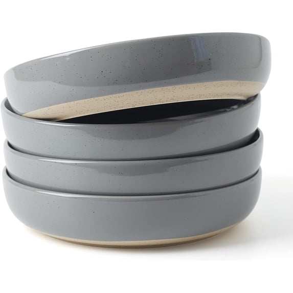 Famiware Milkyway 4-Piece Stoneware 33 oz Pasta Bowl Set, Dark Gray