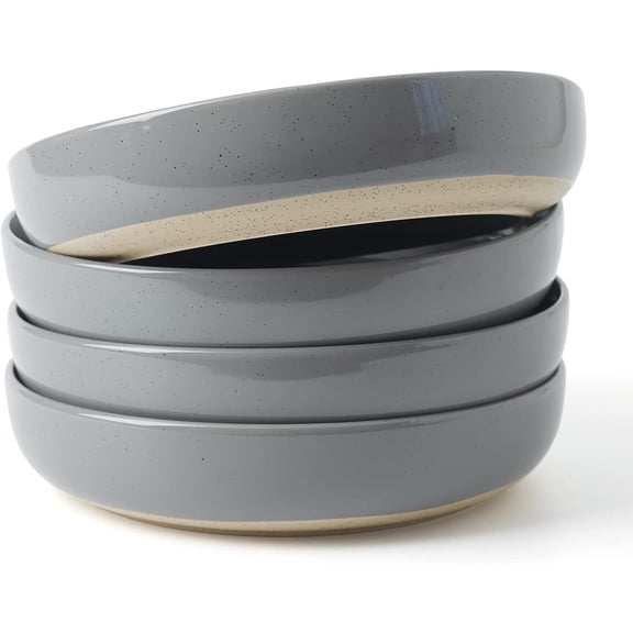 Famiware Milkyway 4-Piece Stoneware 33 oz Pasta Bowl Set, Dark Gray