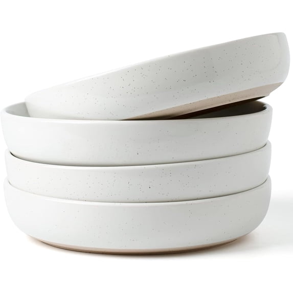 Famiware Milkyway 4-Piece Stoneware 33 oz Pasta Bowl Set, White