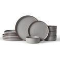 thumbnail image 1 of Famiware Nebula Stoneware Dinnerware Sets, 12-Piece Dish Set, Dark Gray, 1 of 6