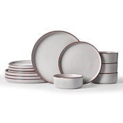 Famiware Nebula Stoneware Dinnerware Sets, 12-Piece Dish Set, Light Gray
