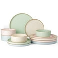 thumbnail image 1 of Famiware Nebula Stoneware Dinnerware Sets, 12-Piece Dish Set, Multicolor with Brown Rim, 1 of 8
