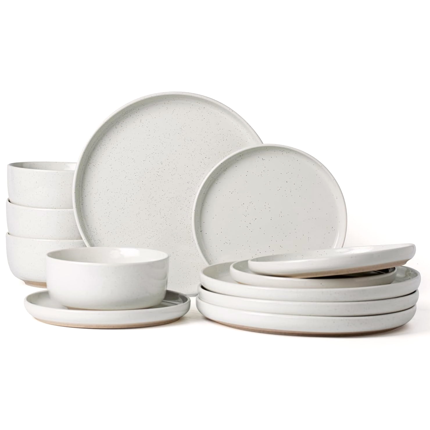 Famiware Plates and Bowls Set, 12 Piece Stoneware Dinnerware Sets, White - Walmart.com