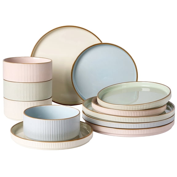 Famiware Star 12-Piece Dinnerware Set, Service for 4, Multicolor