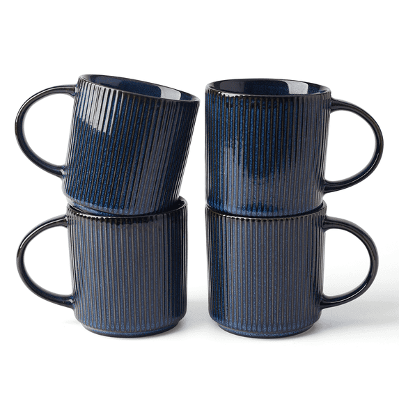 Famiware Star 4-Piece Stoneware 12 oz Coffee Mug Set, Nebulas Blue