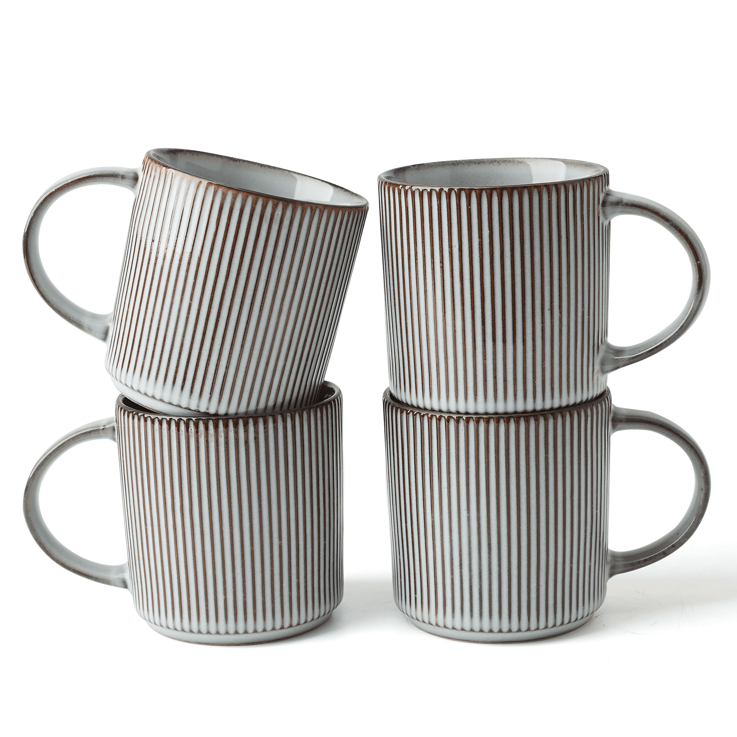 Famiware Star 4-Piece Stoneware 12 oz Coffee Mug Set, Smoky Blue