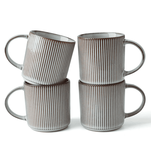 Famiware Star 4-Piece Stoneware 12 oz Coffee Mug Set, Smoky Blue