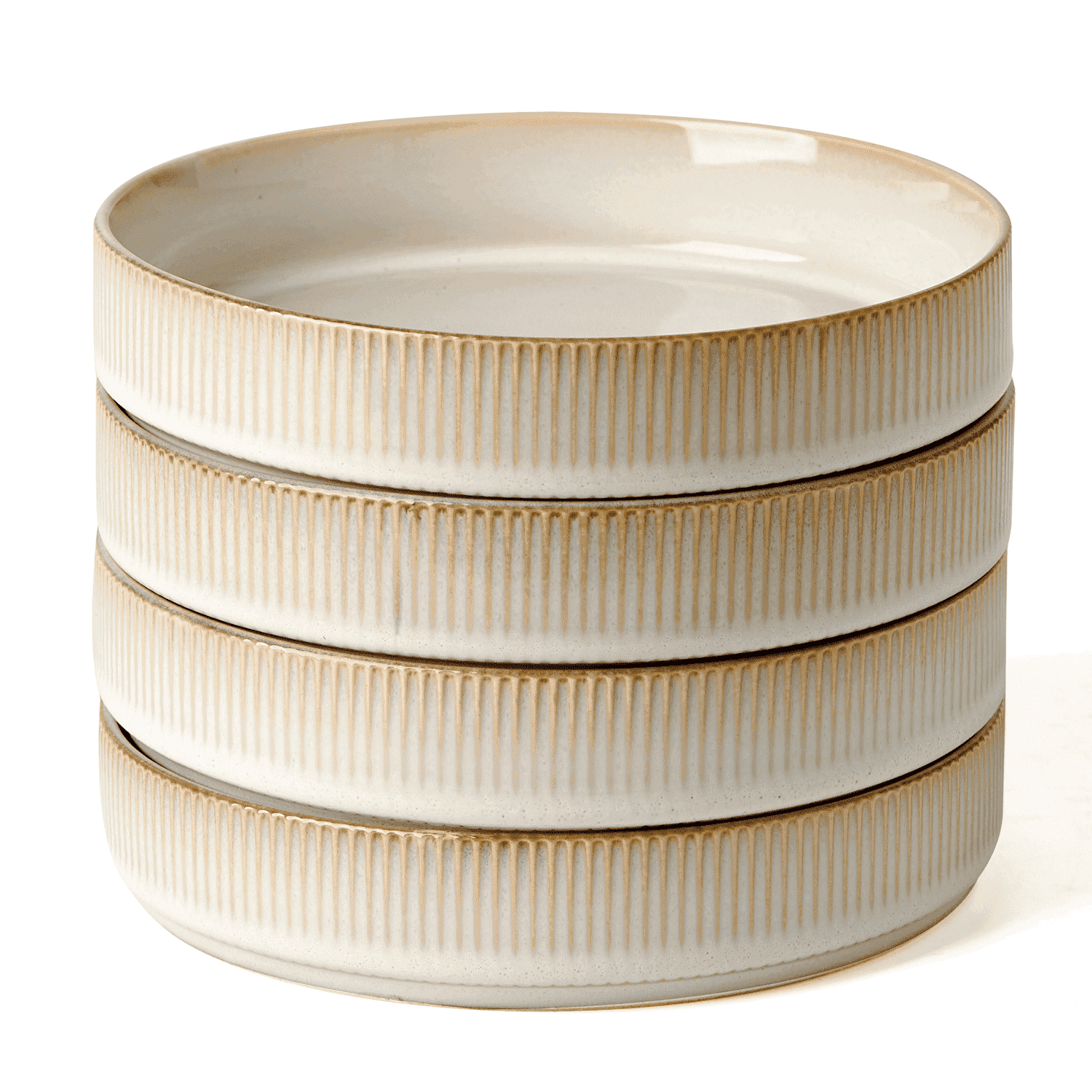 Famiware Star 8.1'' Pasta Bowls, Large Dinner Bowls Set of 4, Cappuccino White