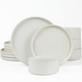thumbnail image 1 of Famiware Star Stoneware Dinnerware Sets, Plates and Bowls Set for 4, 12 Piece Dish Set, Matte White, 1 of 8