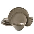 thumbnail image 1 of Famiware Stoneware Dinnerware Sets, 12 Piece Plates and Bowls, Dishes Set for 4, Dark Olive, 1 of 8