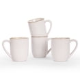 thumbnail image 1 of Famiware Tempus 4-Piece Stoneware Coffee Mug Sets, 14 oz Mugs for Kitchen, Antique White, 1 of 7