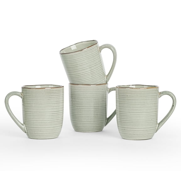 Famiware Tempus 4-Piece Stoneware Coffee Mug Sets, 14 oz Mugs for Kitchen,Castle Wall