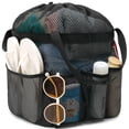 thumbnail image 1 of Fammart Mesh Shower Caddy Portable with Drawstring and 7 Deeper Pockets for College Dorm Essentials, Hanging Shower Caddy Basket,Quick-Dry Shower Tote Bag for Toiletry,Bathroom,Camp,Gym, Black, 1 of 8