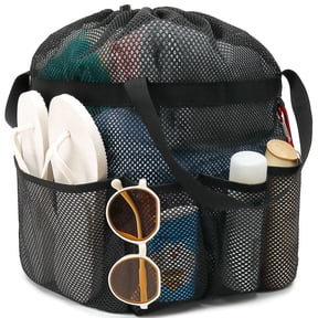Fammart Mesh Shower Caddy Portable with Drawstring and 7 Deeper Pockets for College Dorm Essentials, Hanging Shower Caddy Basket,Quick-Dry Shower Tote Bag for Toiletry,Bathroom,Camp,Gym, Black