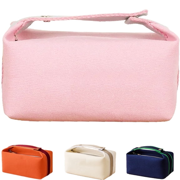 Fammart Travel Makeup Bag, Waterproof Canvas Cosmetic Bag Make Up Organizer Case for Women, Large Toiletry Bag Skincare Pouch for Toiletries Accessories Brushes